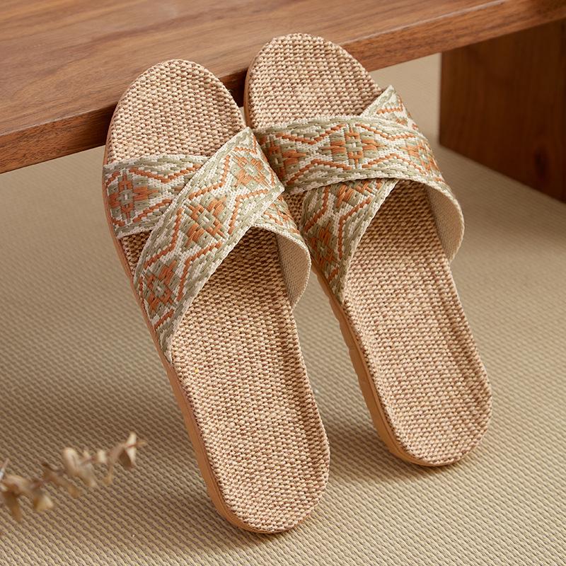 FL Four Seasons Women's Linen Deodorant Anti-slip Indoor/Outdoor Silent Slippers