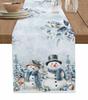 Christmas Silver Fir Leaves Snowflakes Wood Grain Linen Table Runners Kitchen Decoration Table Runner Festival Party Supplies