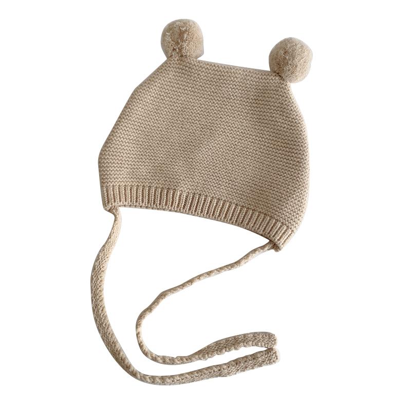 Детская шапка с комочками волос, теплая осенне-зимняя детская шапка для девочек и мальчиков, однотонная вязаная крючком детская шапочка для малышей, детские аксессуары