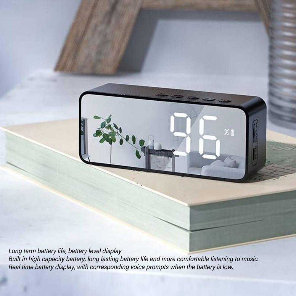 TF Card FM Radio 5.0 Bluetooth Bluetooth Speaker Modern Mirror Surface Alarm Clock  for Living Room