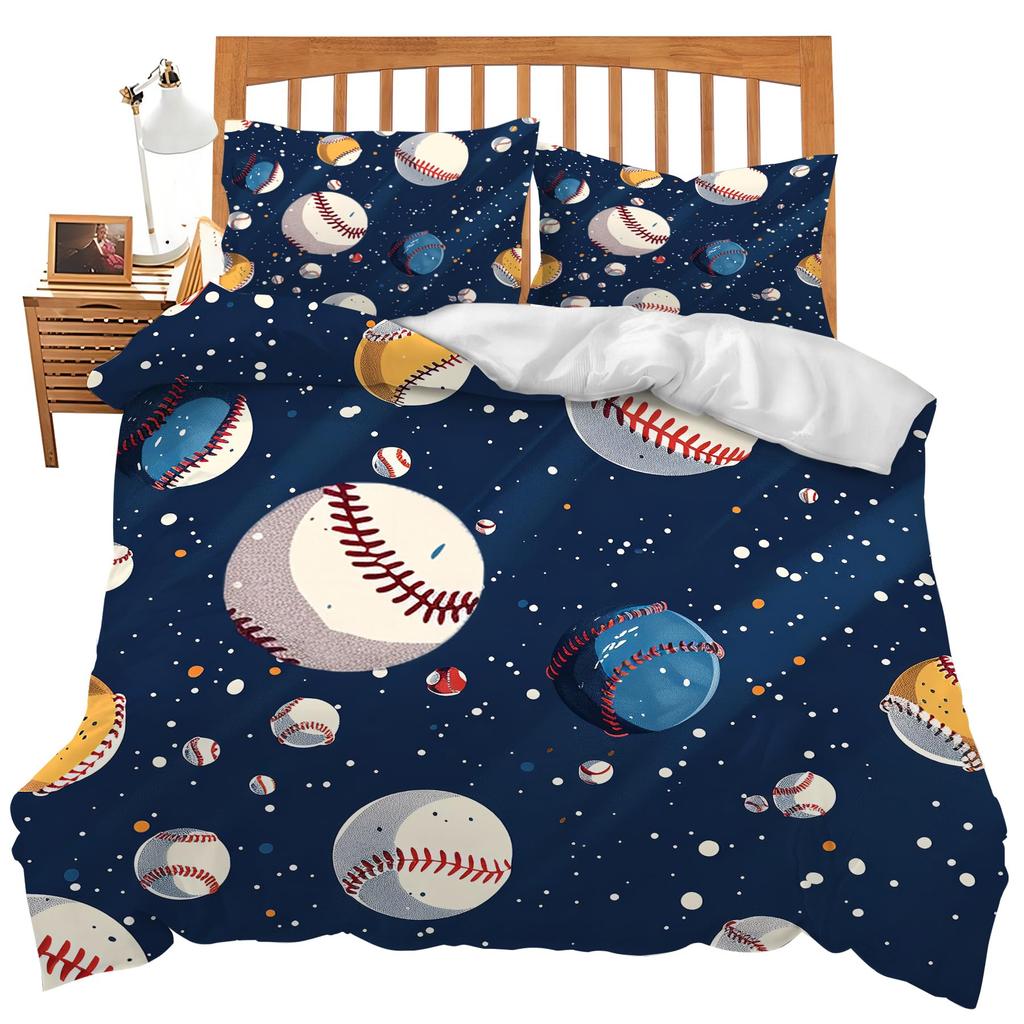 3D Sports Baseball Duvet Cover Set Teen Boys Men Decor Bedding Sets with Pillowcases Sport Baseball Themed Comforter Cover Set