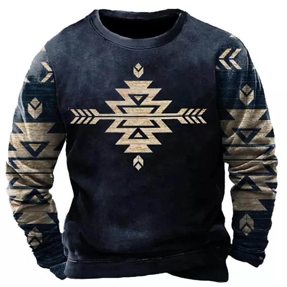 Винтажная футболка из хлопка с длинным рукавом, мужские топы 5xl, этническая футболка с племенным принтом, весенняя дышащая свободная мужская рубашка, одежда