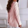 Women Suit Coat Lapel Long Sleeve Solid Color Suit Jacket with Pockets Buttons Placket Loose Fit Business Formal Outerwear
