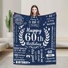 Turning 60 Year Present For Man's 60th Birthday Blanket Adults  Flannel Throw Blanket For Bedroom Warm Comfy Quality Bedspread