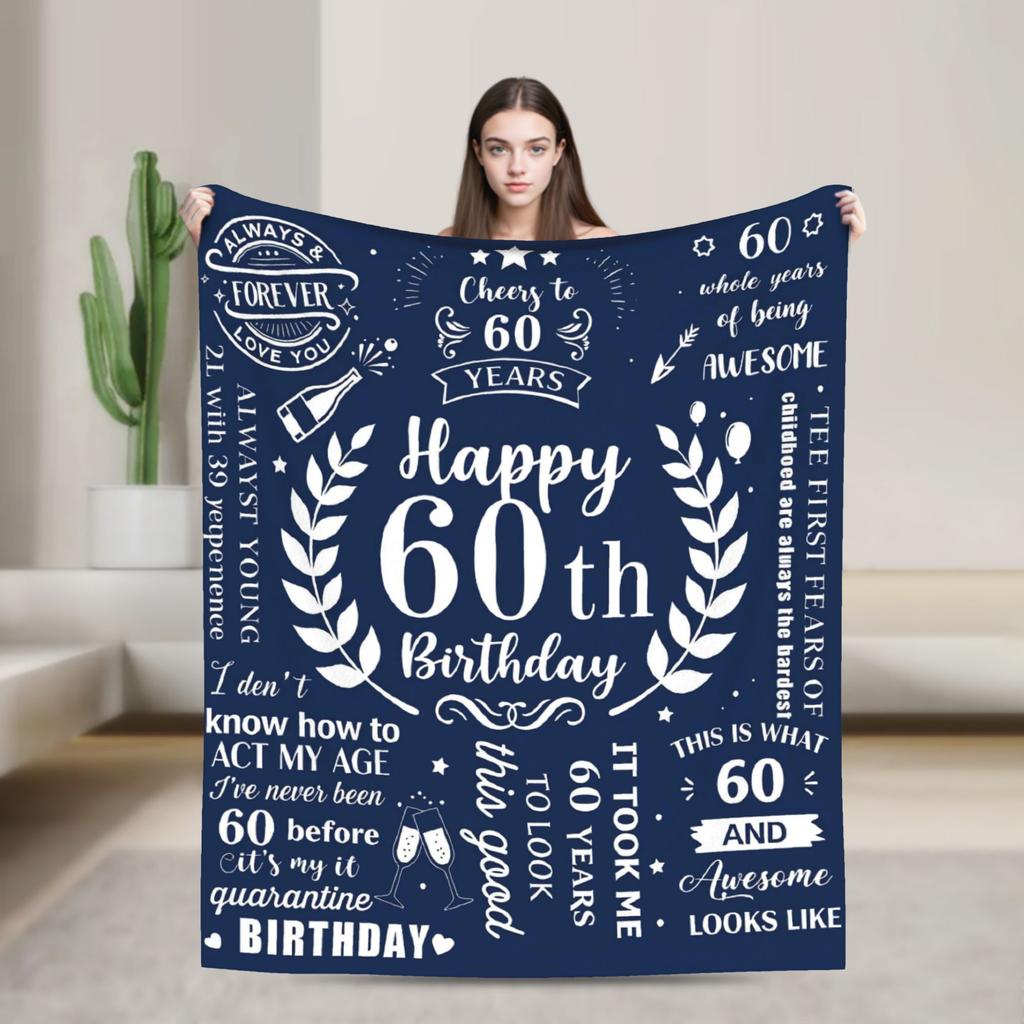 Turning 60 Year Present For Man's 60th Birthday Blanket Adults Flannel Throw Blanket For Bedroom Warm Comfy Quality Bedspread