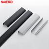 NAIERDI Gold Black Hidden Handles Long Kitchen Cabinet Pulls Silver  Drawer Pulls Aluminum Alloy Furniture Handles Cupboard Knob