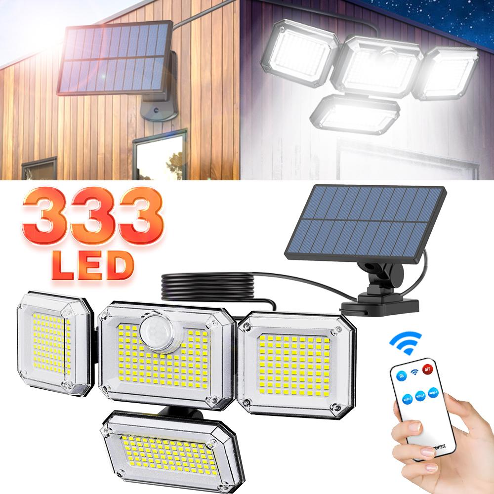 333 LED Solar Lights Outdoor Motion Sensor Human Induction 3 Modes IP65 Waterproof Solar Power Garage Yard Corridor Wall Lamp