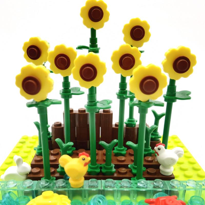 Farm Sunflowers Trees Bricks Blocks for Children MOC City Building Toys Animals Acc Bloques Compatible Classic Mini Blocks Parts
