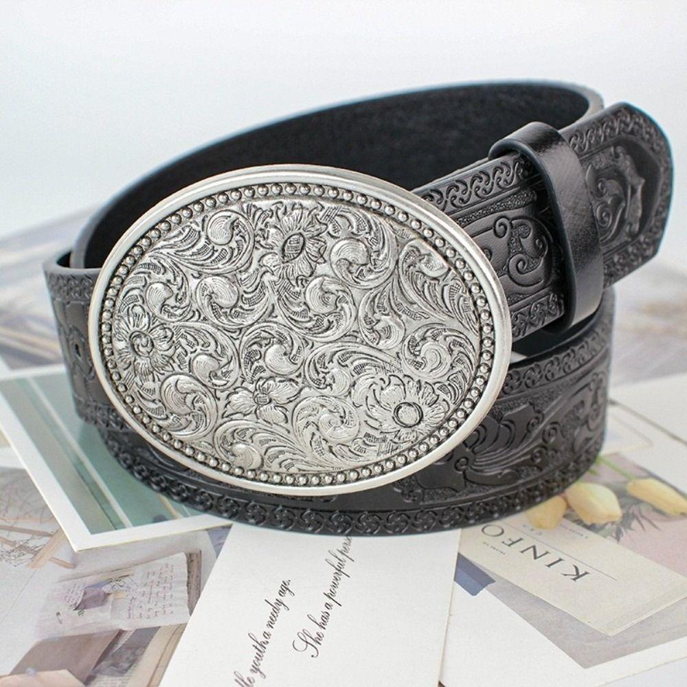 Западный ковбойский ремень из искусственной ПУ кожи, винтажный пояс для талии, модный ремень с пряжкой, мужской, женский