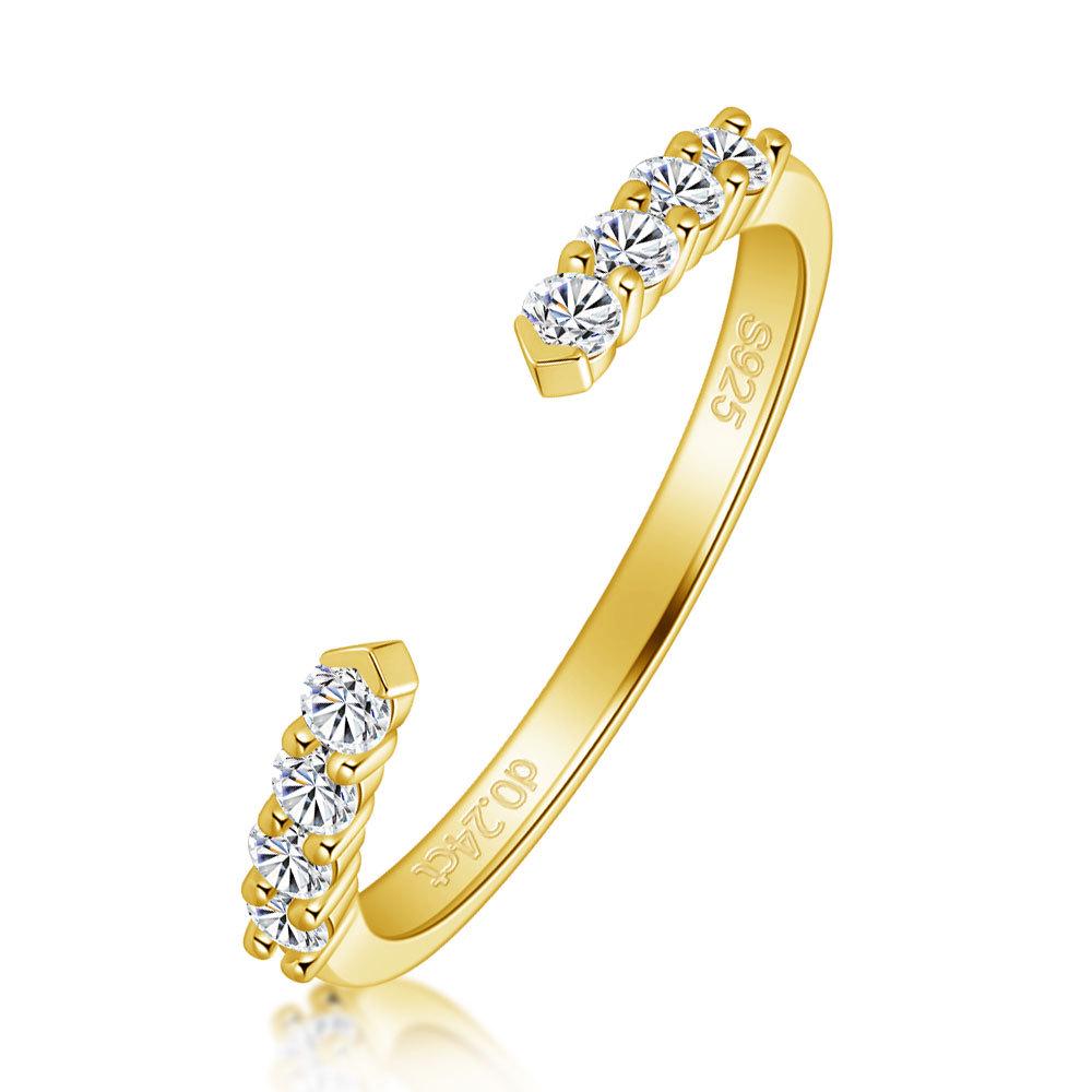 Round Moissanite Eternity Ring: 18k Gold-Plated S925 Silver, Versatile Open Design, Stackable.