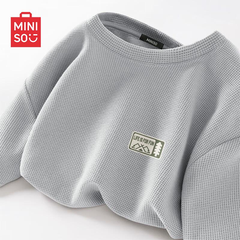 MINISO Мужская вафельная футболка большого веса с круглым вырезом