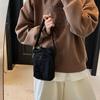 Mini Canvas Bag Women's Simple Casual Lightweight Mobile Phone Small Square Bag Drawstring Bundle One Shoulder Crossbody Bag KTB