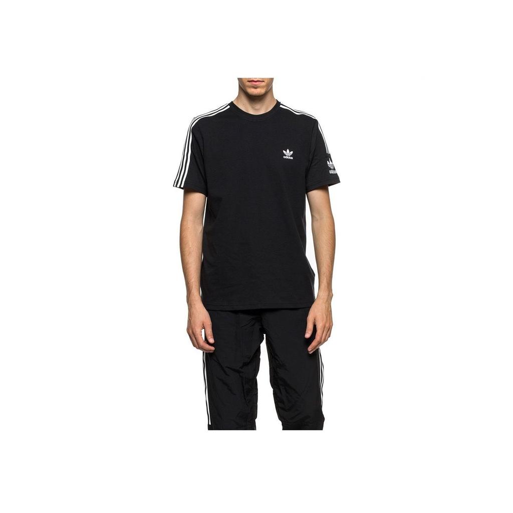Adidas Originals Clover Retro 3-полосная футболка с круглым вырезом и короткими рукавами, мужские топы, черные ED6116
