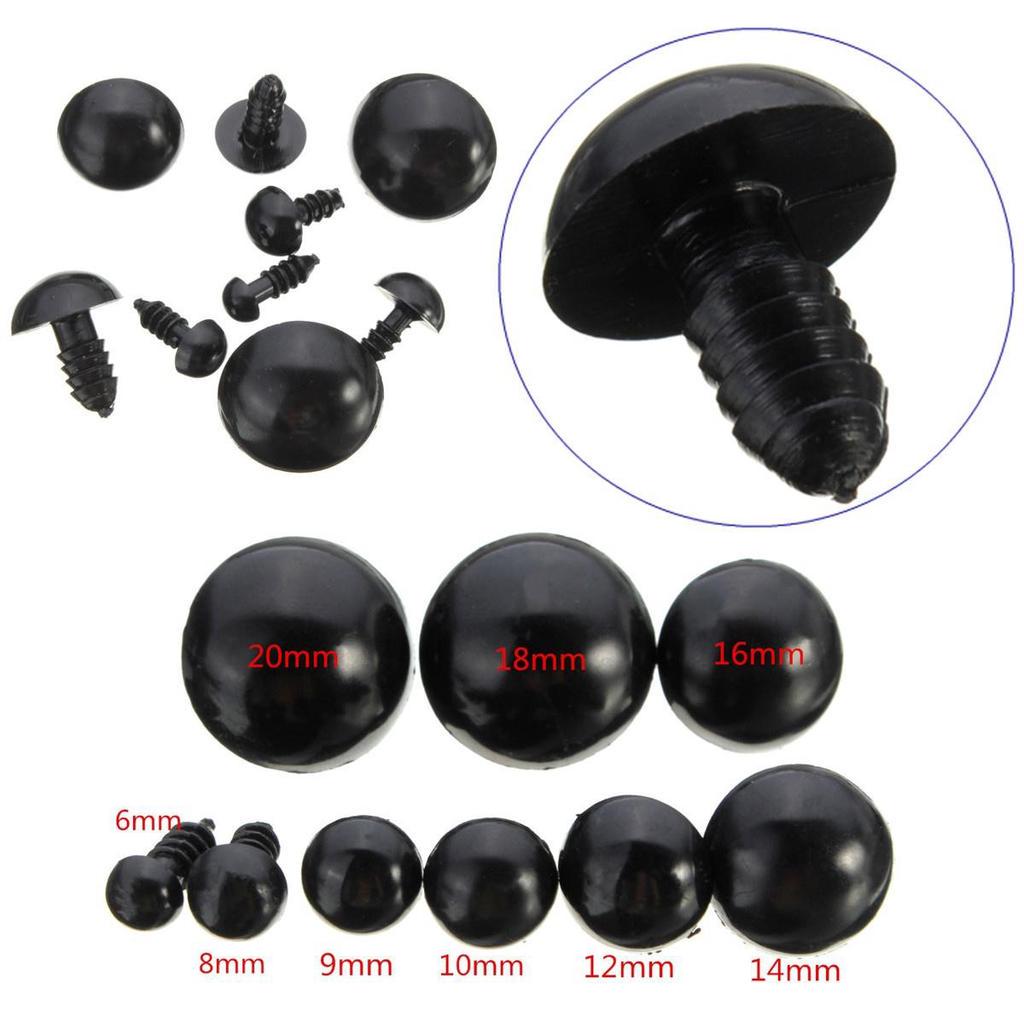 Creative Handmade Safety Eyes Creativ 5-24mm Bear/dolls/toy Animal Gifts 10pcs Black Plastic DIY Dolls Accessories