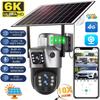 4G SIM-карта Солнечная камера 360 IP камера 12MP 6K CCTV Аккумуляторные камеры Уличная 10-кратный зум-объектив Умный дом Безопасность Видеонаблюдение Камера