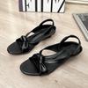 Simple open-toed women 2025 summer new Roman sandals public design round head retro small cross with wedge heel sandals