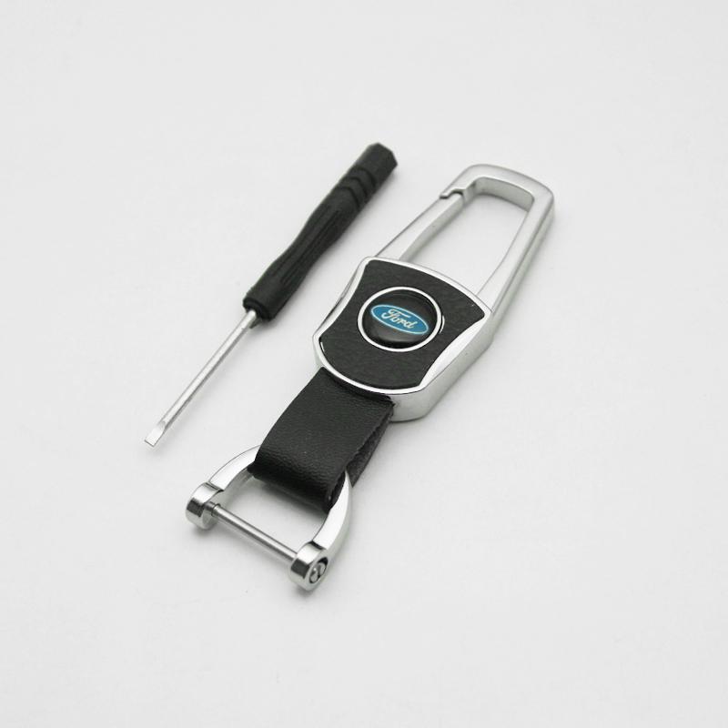 TVEI7 3DMetal/Leather Car Keychain Badge Emblem For Ford Fiesta Focus MK2 Mondeo Kuga Galaxy C-Max S-Max Key Chain Rings Accessories