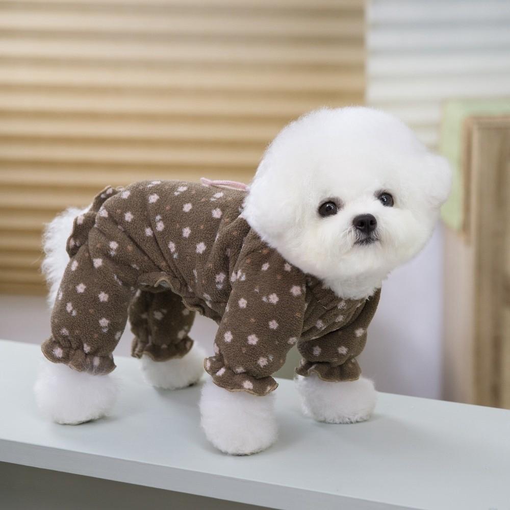 Fleece Lined Dog Overalls Thicken Warm Pet Outfits Cute Dog Pajamas For Small Dogs