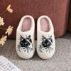 Farmer Ranch Horse Pattern Embroidered Plush Home Thick-Soled Comfortable Furry Slippers Cute Warm Non-Slip Indoor Slippers