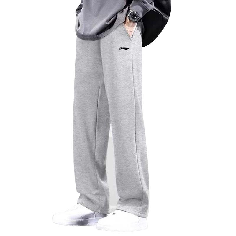 Логотип Li Ning Дышащие Удобные Студенческие Универсальные Повседневные Брюки Спортивные Брюки Прямого Покроя на Шнуровке Унисекс AWDU24-1