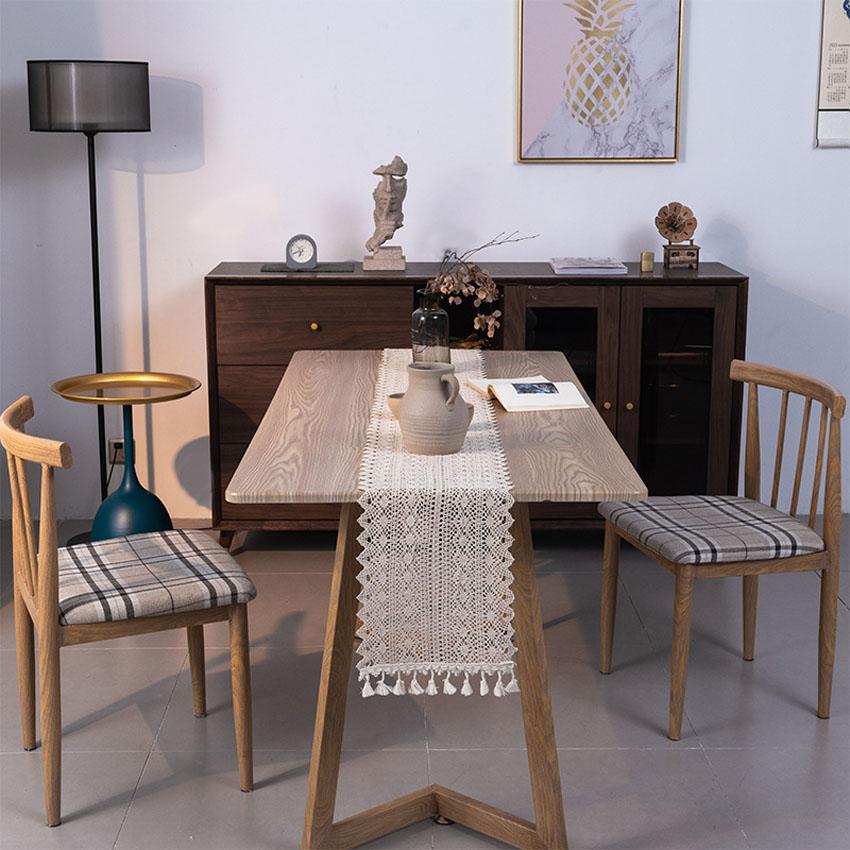 Дорожка для стола в стиле ретро с кружевными полосками, льняной коврик для стола с кисточками, подставка для столовых приборов, домашний декор, отель, свадьба, ресторан, коврик