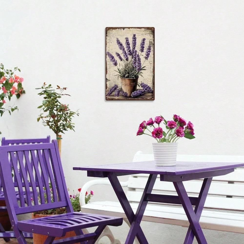 Provence Lavender Tin Sign Farmhouse Wall Decor Kitchen Garden Vintage Metal Plaque