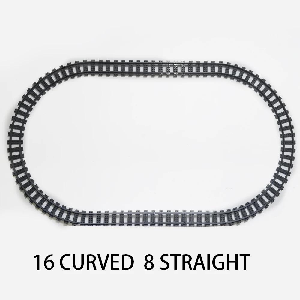 Straight Train Tracks Curved Accessories Car Blocks Building Sets DIY 10-100 Pcs Kids Toys MOC Bricks City Switch Rail Crossing