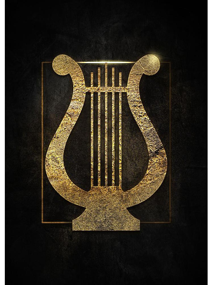 Черный фон золотые музыкальные знаки плакаты холст картина фортепиано настенная картина для спальни украшение дома безрамное