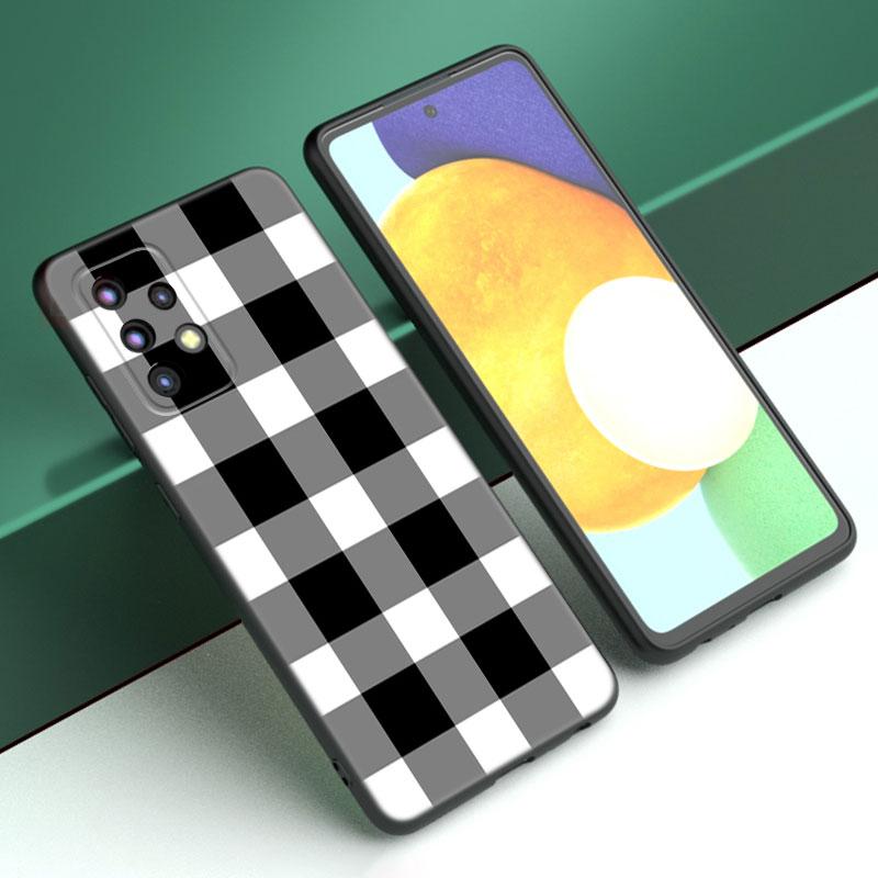 Черный белый клетчатый чехол Zebra для Samsung A04 A21 A30 A50 A52 S A13 A14 A22 A23 A32 A53 A73 5G A11 A12 A31 A33 A51 A70 A71 A72