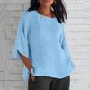 Women's Fashion Half Sleeve Round Neck Solid Colour Loose Casual Shirt Top
