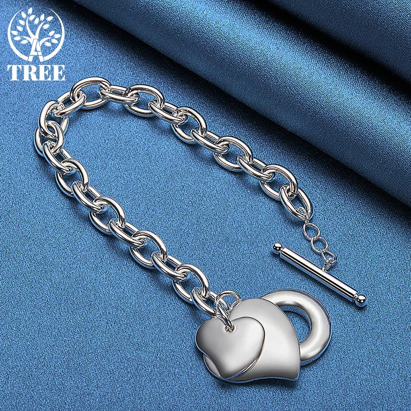 Ювелирные изделия из стерлингового серебра 925 пробы с подвеской в ​​виде двух сердец