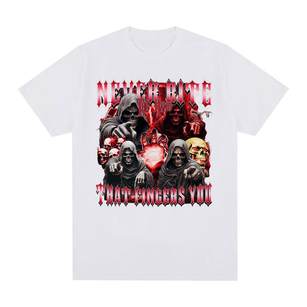 Funny Horror Skeleton Meme 100cotton Unisexs Shirt Vintage Oneck Short Sleeve Harajuku Unisexs Summer Fashion Oversized Tshirt