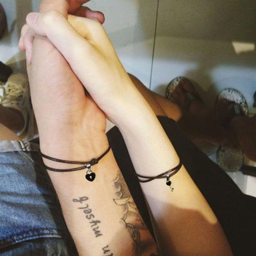 Подарки Замок Шарм Регулируемая веревка веревка ключ сердце браслеты модные аксессуары ювелирные изделия браслеты