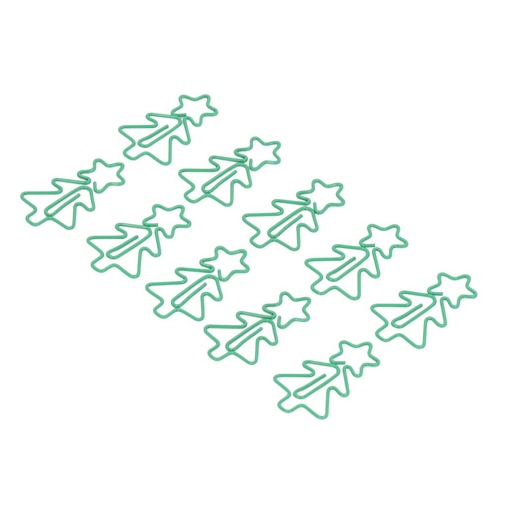 100 Pcs Shaped Paper Clips Green Christmas Tree Shape Metal Electroplating Process Portable Office