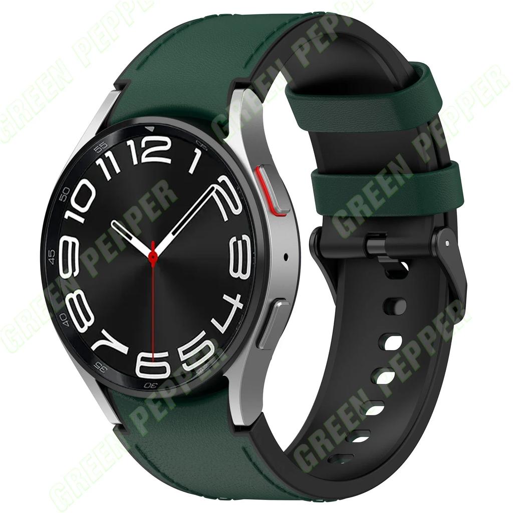 Кожаный силиконовый ремешок для Samsung Watch 6/5/4 40 44 мм 4/6 Classic 42 43 мм 46 47 мм Кожаный ремешок с зернистой поверхностью для Galaxy Watch 5pro 45 мм