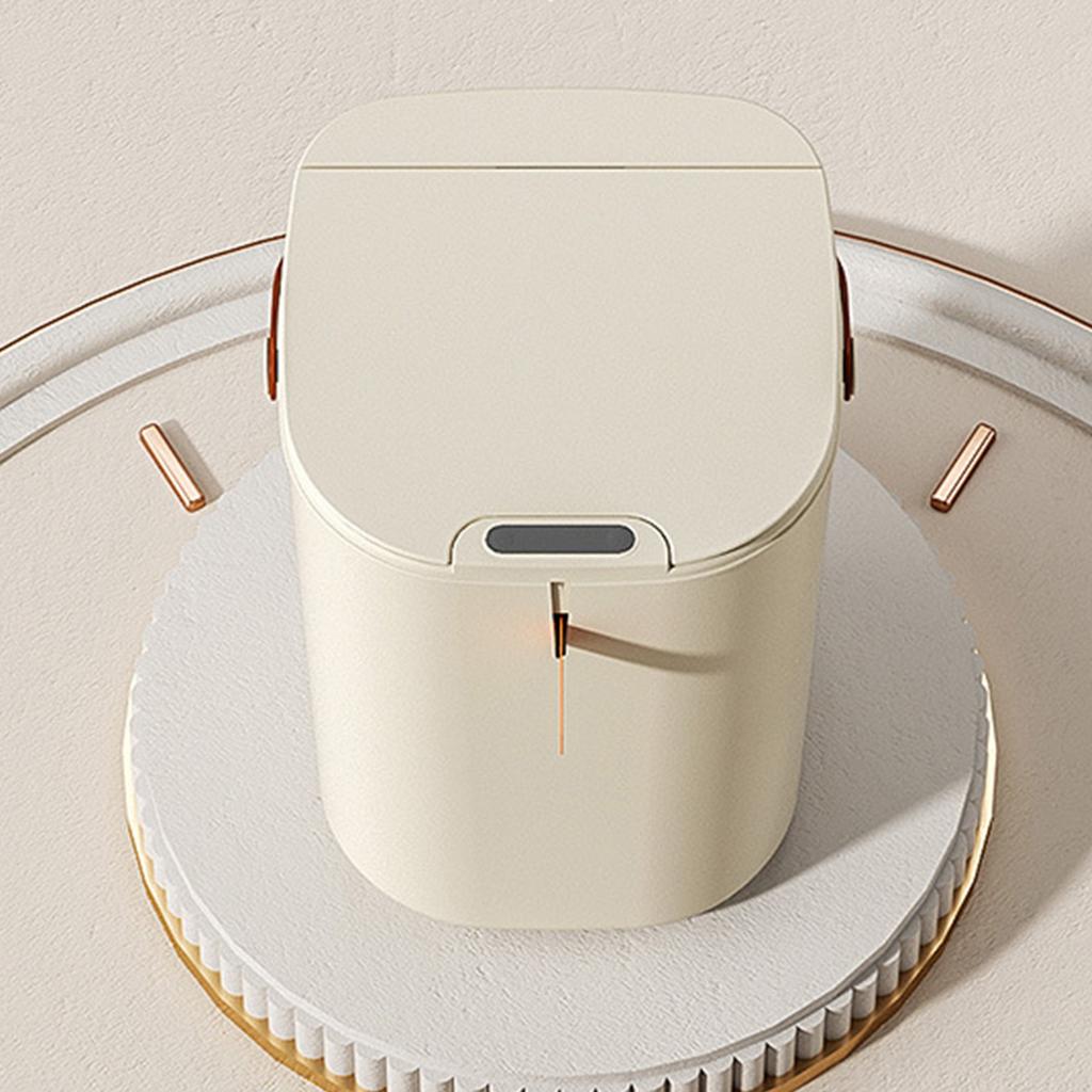 20 л сенсорное мусорное ведро с ручкой АБС автоматическое индукционное бесконтактное мусорное ведро для ванной комнаты кремового цвета