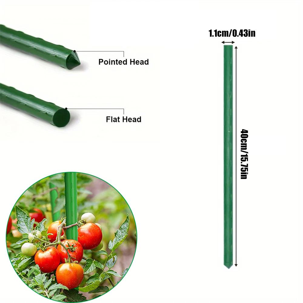 Plant Stakes Gardening Pillar Plastic Coated Steel Pipe 40Cm/60Cm Length Supporting Climbing Flowers Fruits Vegetables Support
