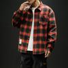 Autumn Plaid Shirt for Men Plus Extra Size Casual Long-sleeved Coat