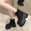 10 см Новые женские ботильоны 2024 года, осенне-зимние теплые панк-ботинки с мехом, повседневные кожаные короткие ботинки на массивной платформе Bota Mujer