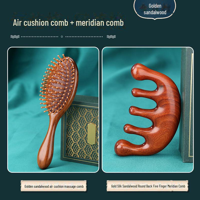 Массажная расческа с воздушной подушкой из сандалового дерева для кожи головы и волос - унисекс деревянная расческа для дома и путешествий