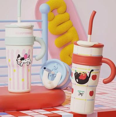 2024 Термос-кружка большой вместимости Big Mac с соломинкой - Высокая ценность, подходит для офиса, стильная кружка для льда для девушек