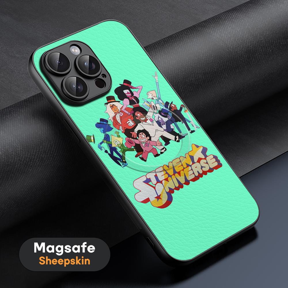 Steven cute universe design Phone Case For iPhone 16 15 14 13 12 11 Plus Pro Max High-end Luxury Magsafe Sheepskin
