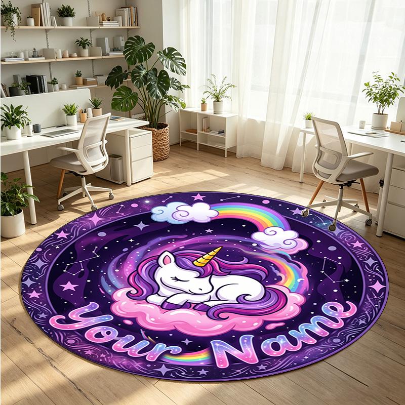 Wild Animals (81) Theme Round Crystal Velvet Rug Custom Name Text Personalized Floor Mat Home Decor Non Slip Crystal Carpet