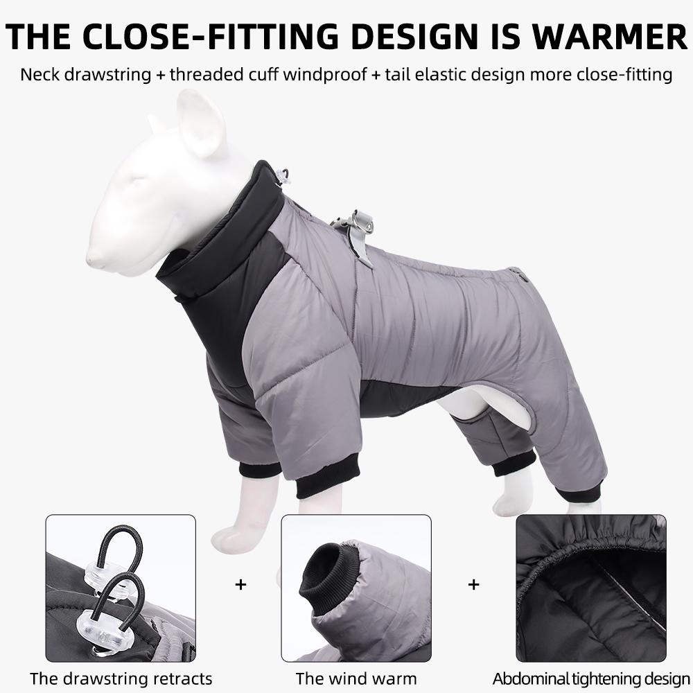 Winter Pet Dog Clothes Waterproof Dog Coat With D Ring Warm Pet Clothing for Medium Dogs Puppy Jacket Dog Coat Four Leg