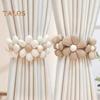 Curtain Tie Flower Decor Punch-free Adjustable with Elastic Band And Buttons Anti-slip Curtain Fastener Farmhouse Curtain Decoration Holdbacks