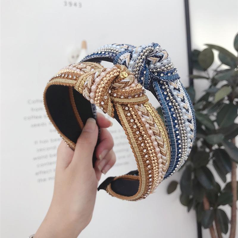 Богемные повязки для волос Нескользящие повязки на голову с бриллиантами Аксессуары для волос для вечеринок и шопинга Повседневные аксессуары для волос для девочек