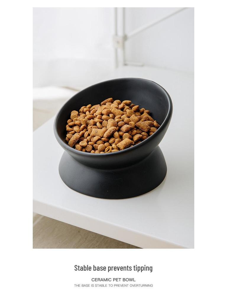 Наклонная керамическая миска для питомцев для кошек и собак - Дизайн на высокой ножке для защиты шейных позвонков