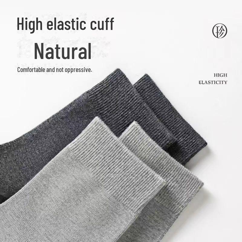Мужские универсальные черные носки средней длины — однотонные, дезодорирующие, впитывающие пот, идеально подходят для весны, осени и лета.