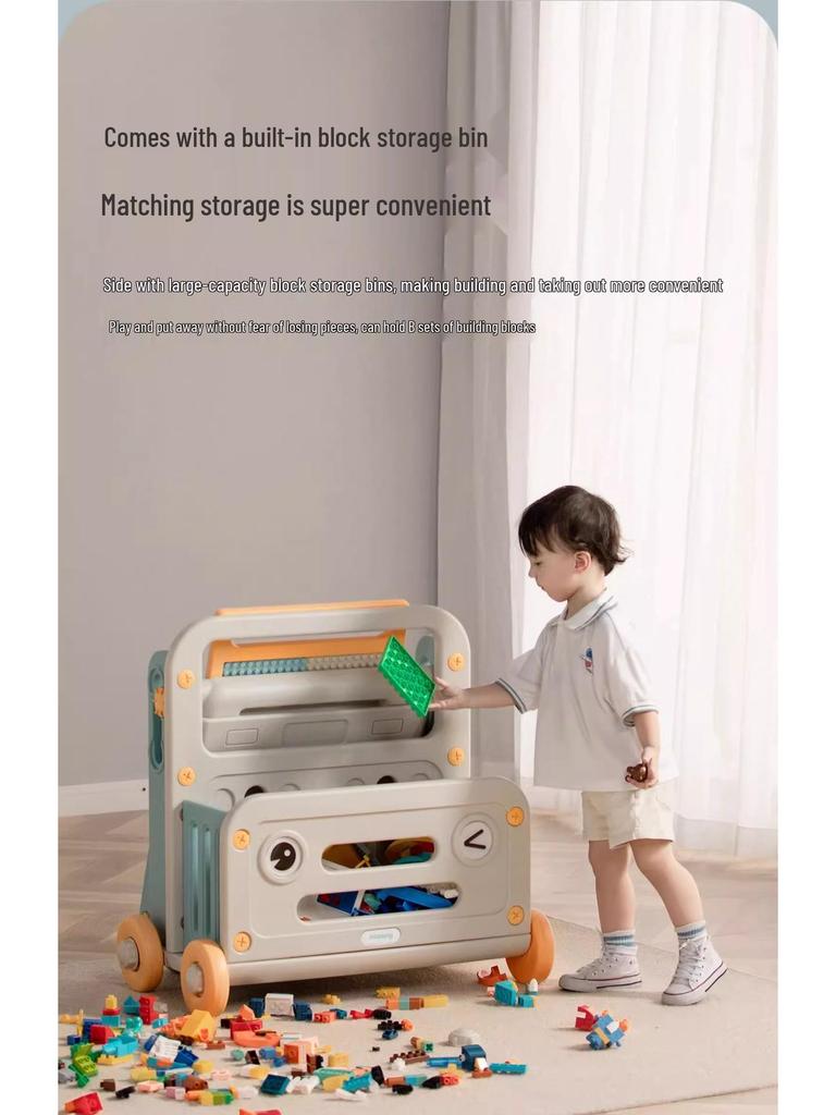 Manlong Convertible Building Block Table & Foldable Drawing Board - Educational Game Table for Boys & Girls, Ideal First Birthday Gift