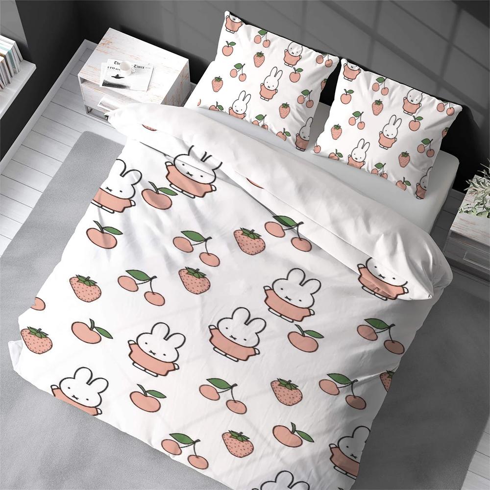 M-Miffys Кавайный Комплект Пододеяльника Домашний Стиль Постельное Белье Мягкий Стирка Хлопок Кровать 3-Предметный Комплект Подарок для Студенческого Общежития